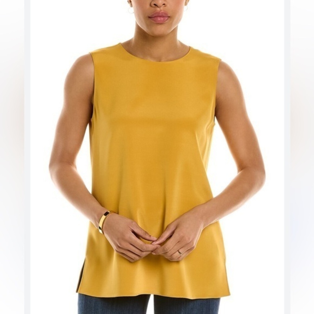 LAFAYETTE 148 adela sleeveless blouse in spiced honey